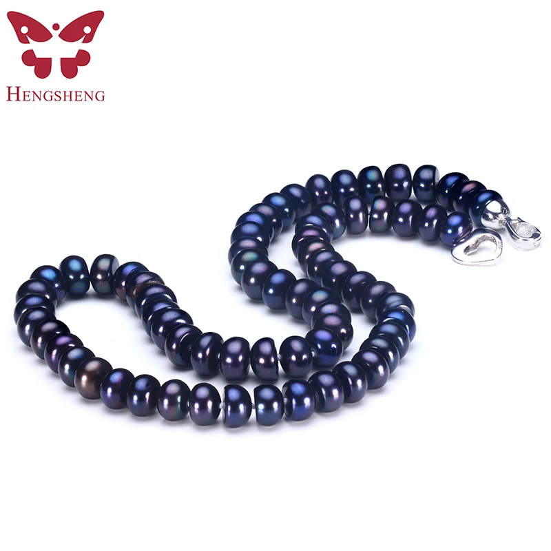 2019 Amazing New Real Black Pearl Jewelry Necklace For Women,Natural Freshwater Pearl Cute Love Shape Buckle,Fashion Jewelry - Image 2