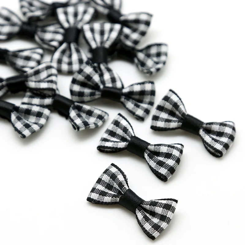 Мода 100CS(3x1,5 см) маленькая атласная лента ручной работы, бант, цветочный галстук с аппликацией, свадебные украшения для скрапбукинга, аксессуары для рукоделия - Цвет: Black