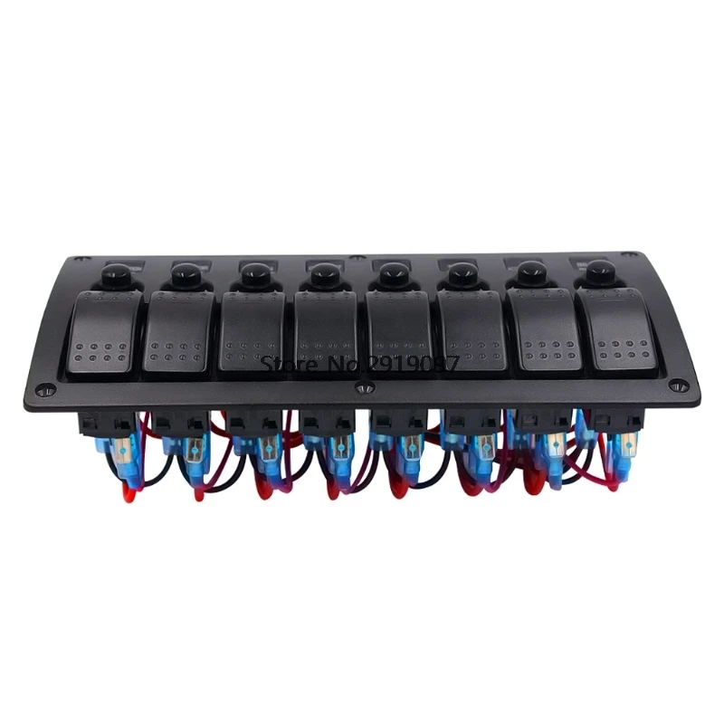 

2019 New 8 Gang Red LED Waterproof Rocker Panel Switch w/Lens For Marine Boat 12-24V