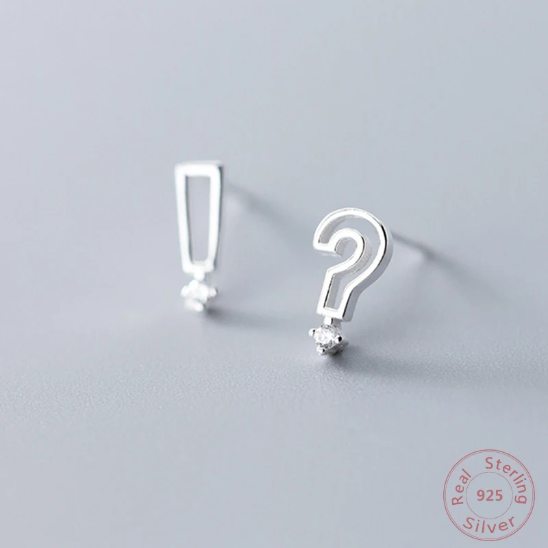 

2019 Fashion Exclamation Mark Ear Stud S925 Sterling Silver Crystal Earrings For Woman Simple Friendship Girls Gift Jewelry