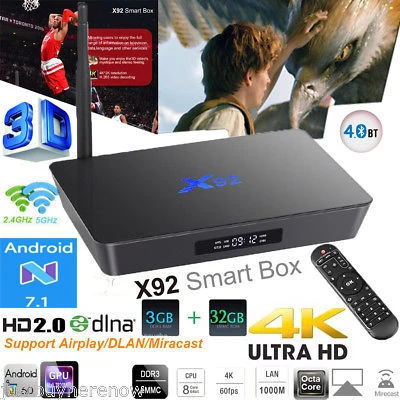 

5PCS X92 Amlogic S912 Android TV Box 7.1 2GB 3GB 16GB Octa Core Wifi HD2.0 4K x92 smart set top box BT4.0 4K Media Player