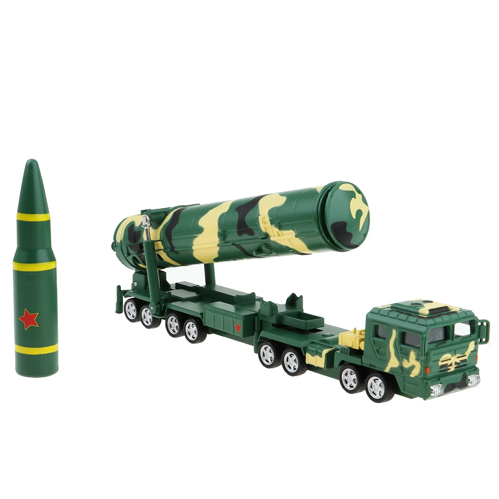 1:64 Alloy Simulation Military Car toy DF-31A Missile launch Vehicle Model Pull Back Musical Flashing Truck Kids Toys