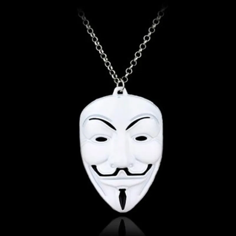 

HANCHANG Accessories V Vendetta Mask Necklace Men Hip hop Punk Chain Necklace collares Collier Jewelry