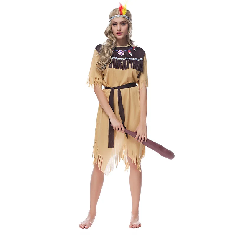 Бесплатная доставка Дамы Покахонтас американских индейцев Дикий Запад Необычные платья Детский костюм для вечеринок индийский костюм