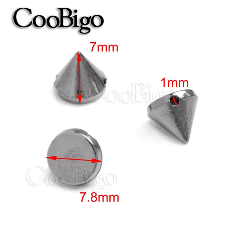 50 шт./упак. 7*8 мм Пластик в стиле «панк» Швейные заклепки-шипы конусы из бисера 3 цвета для выбора "сделай сам" для изготовления сумок, одежды, рыба, Мужская# GP008-7G/S/B