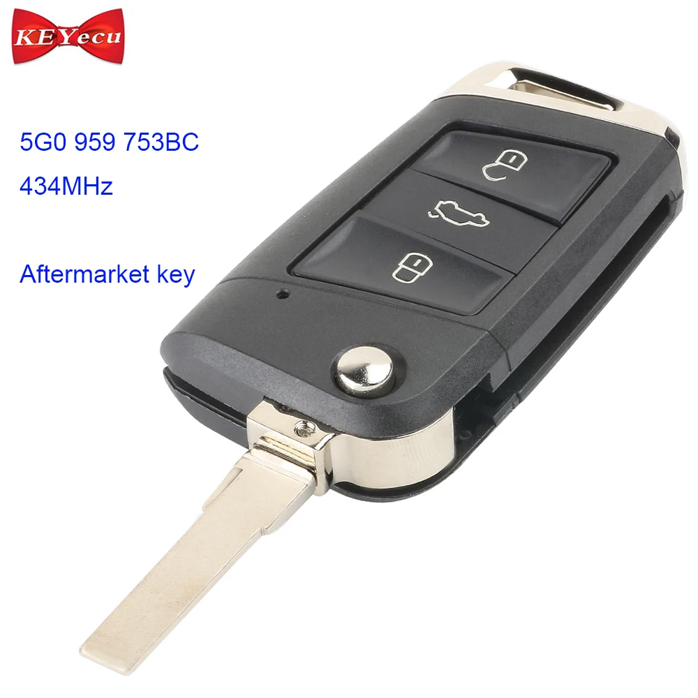 

KEYECU for Volkswagen MQB Golf VII MK7 for Skoda for Octavia A7 Flip Remote Control Car Key Fob 434MHz ID48 Chip 5G0 959 753BC