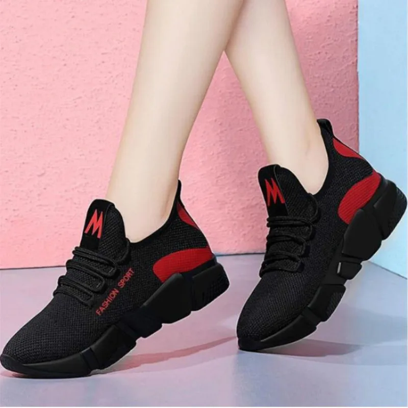 Spring New Women casual shoes fashion breathable lightweight Walking mesh lace up flat shoes sneakers women 35-40 plus size