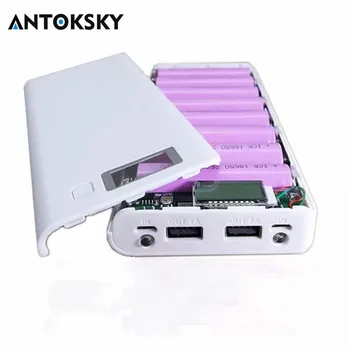 

Antoksky Hot sale 5V Dual USB 8*18650 Power Bank Battery Box Mobile Phone Charger DIY Shell Case For iphone6 Plus S6 xiaomi