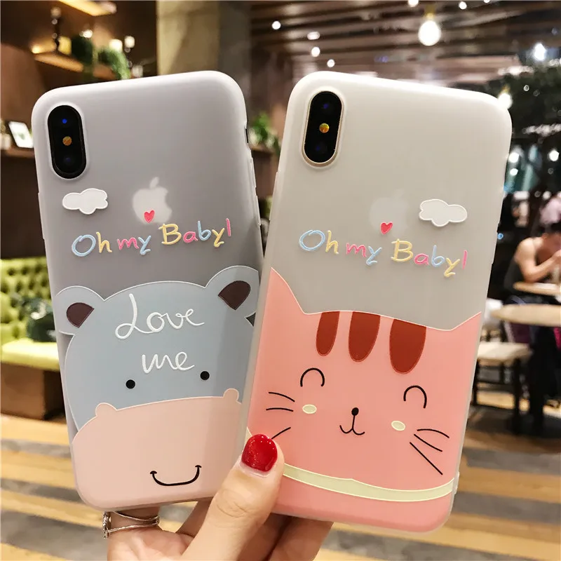 

For Apple Iphone X Case Silicone Case 3D Relief Cartoon Cover Soft TPU Protective Bag For Iphone 5S SE 6 6S 7 8 Plus Coque Funda