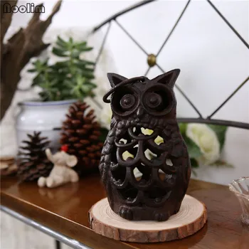

NOOLIM Handmade Creative Candle Holders Vintage Cast Iron Owl Candlestick Candelabra Centerpieces Candle Holders 3DZT059