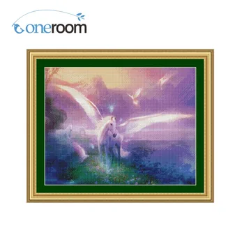 

-Oneroom8*46 Pegasuses Counted Cross Stitch Cartoon Cross Stitch 14CT Cross-Stitch Kit Handmade Embroidery Needlework