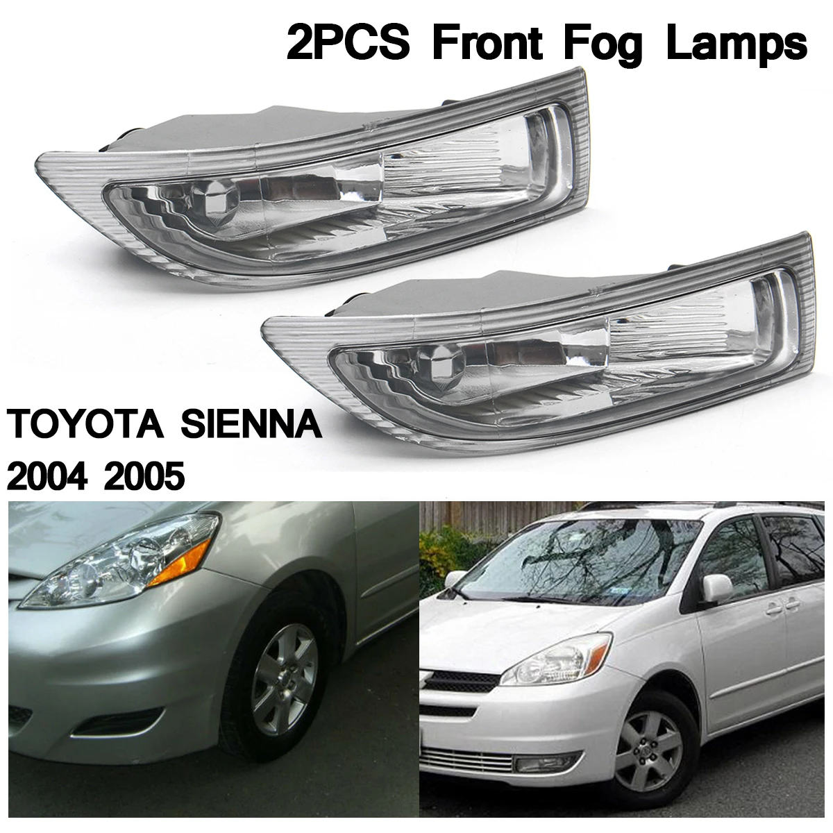 1Pair Auto Left & Right Front Fog Light Assembly for TOYOTA SIENNA 2004