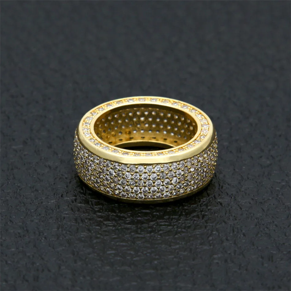 Хип хоп из нержавеющей стали кубические циркониевые кольца Iced Out Высокое качество микро Pave CZ кольца для женщин и мужчин золото серебро палец кольцо