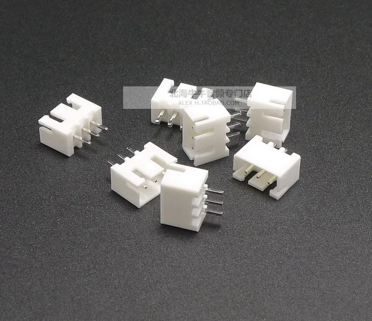500pcs White 3 pin XH2.54 male straight pin socket connector terminals
