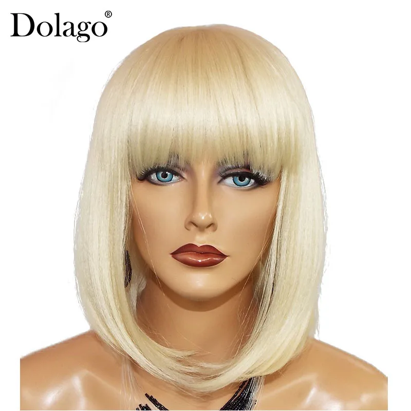 Straight 613 Lace Front Human Hair Wigs With Bangs Colorful Bob