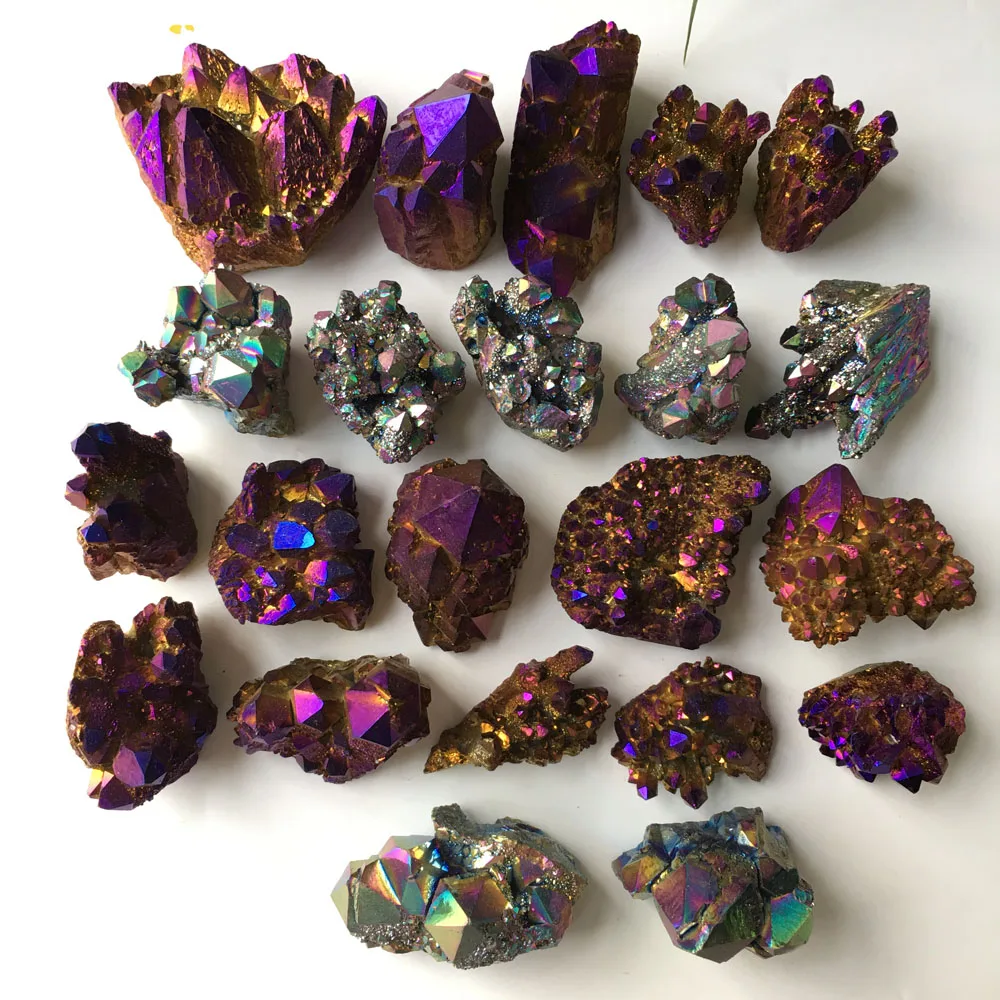 

1kg 9-10pcs Beautiful electroplating vug rock quartz crystal points cluster for sale