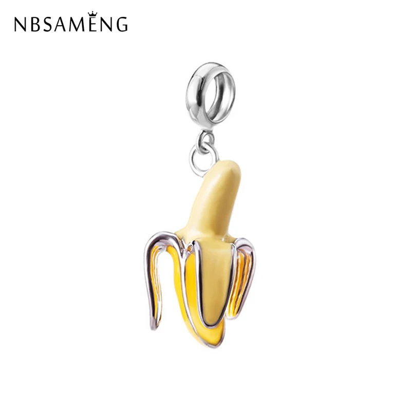 

New 100% 925 Sterling Silver Bead Charm Peeled Banana Fruit Pendant Charms Beads Fit Pandora Bracelet Necklace DIY Women Jewelry