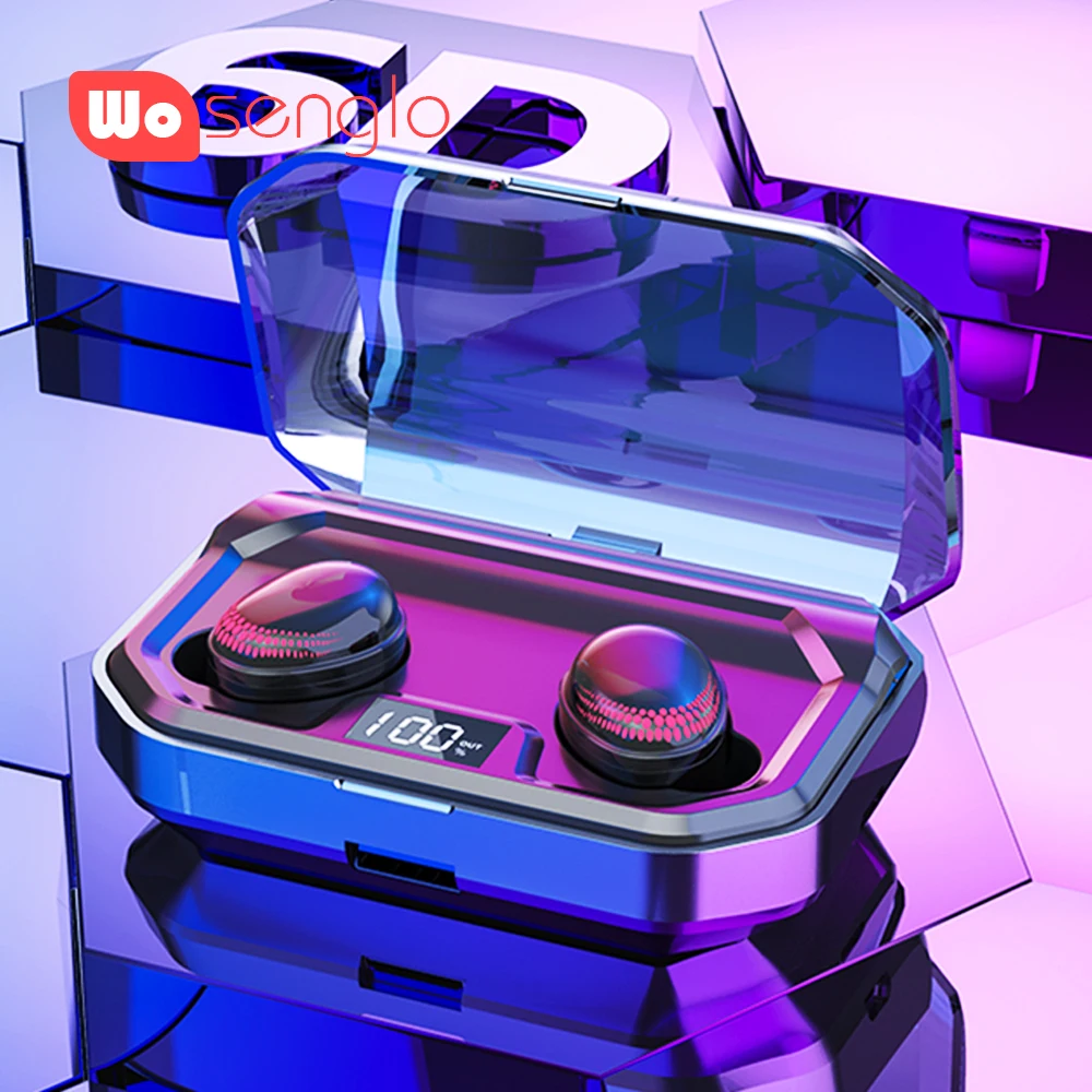 

Wosenglo Bluetooth 5.0 Earphone 3D HIFI Sound Wireless Headphones MiNi in ear Earbud with 3000 mAh Charging case for Smartphone