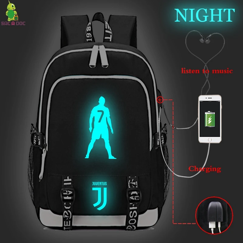 

Cristiano Ronaldo CR7 Laptop Backpack Outdoor Travel Bagpack College Backpacks Usb Charging Student School Bags for Teenage Girl