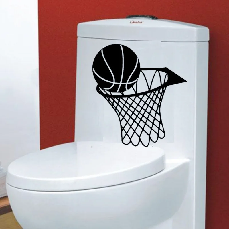

1 Piece 42x45cm Wall Toilet Windows Sticker Cartoon Decals Decor DIY Removable Basketball Home Decor Wall Decal