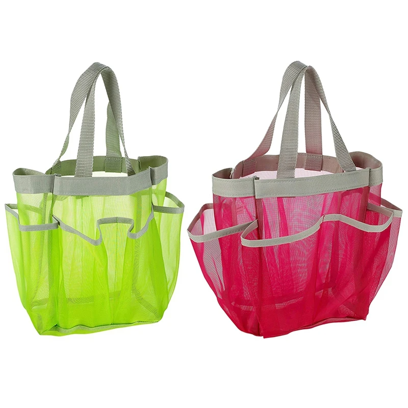 

USA 7 Grid Oxford Cloth Net Storage Bag Double Handle Bathroom Beach Storage Bag Wash Bag for Home Travel Toiletries Shower Tote