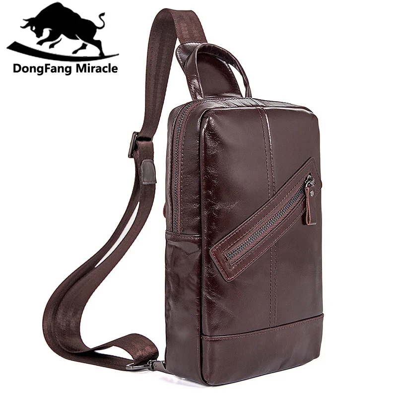 

New Slim chest bag men genuine leather messenger bags casual High capacity shoulder bag more zipper man chest bags