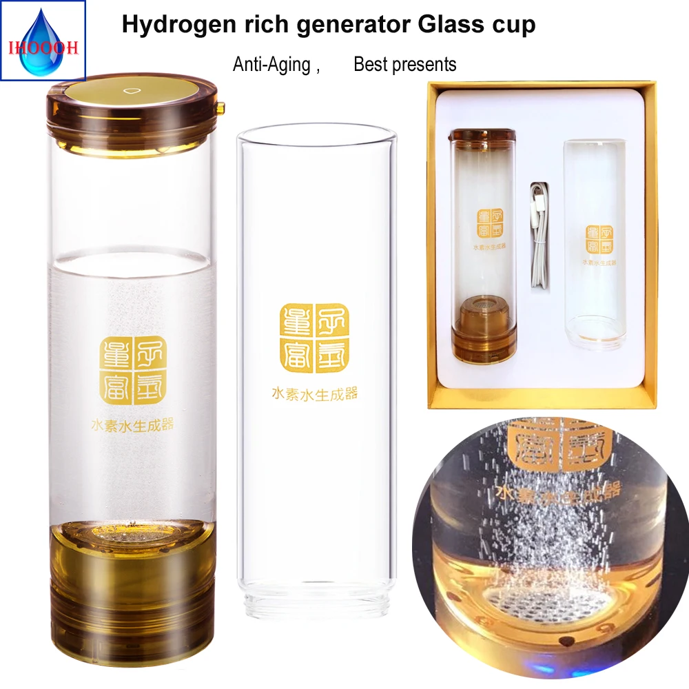 

Japanese SPE H2 Hydrogen rich generator water Ionizer 600ML Anti-Aging USB Rechargeable Portable Healthy Cup IHOOOH maker