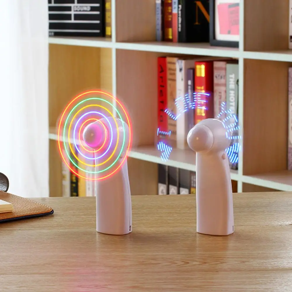 

Mini Portable Handheld Glowing Fan with LED Light Party Birthday Gift Summer battery Cooling fan