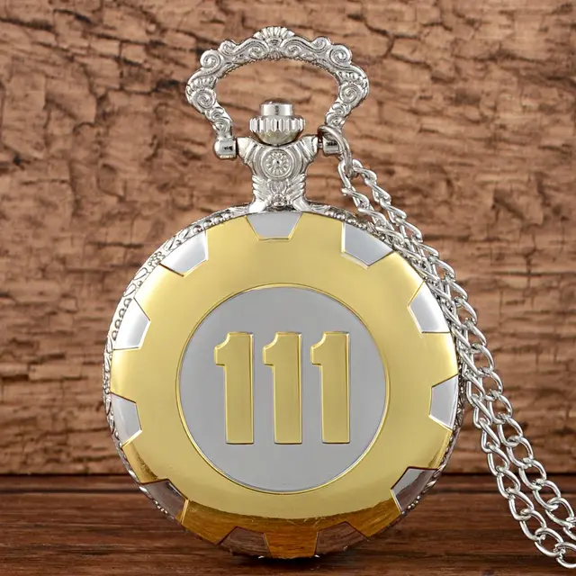 New Arrivals Quartz Pocket Watch Gold Silver Game Fallout 4 Vault 111 Steampunk New Arrivals Quartz Pocket Watch Gold Silver Game Fallout 4 Vault 111 Steampunk