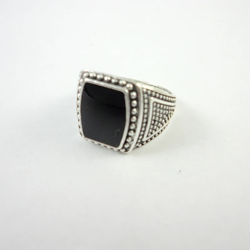 15Pcs Hot Sale Vintage Style Black Silver Plated Men Rings For Man Retro Wholesale Jewelry Bulks Lots LR347 4
