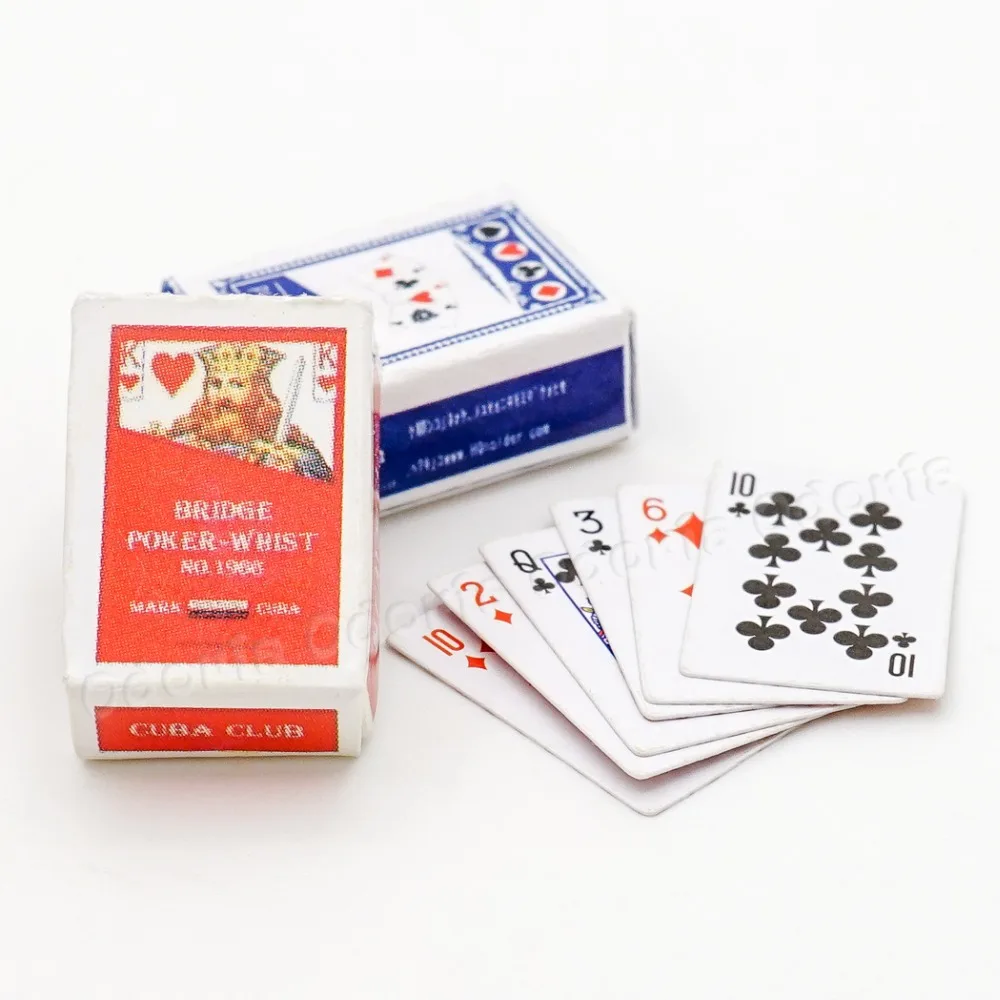 Odoria 1:12 Миниатюрные 2 комплекта покерные карты игральные игры в 1 упаковке бумажные Holdem аксессуары для кукольного домика