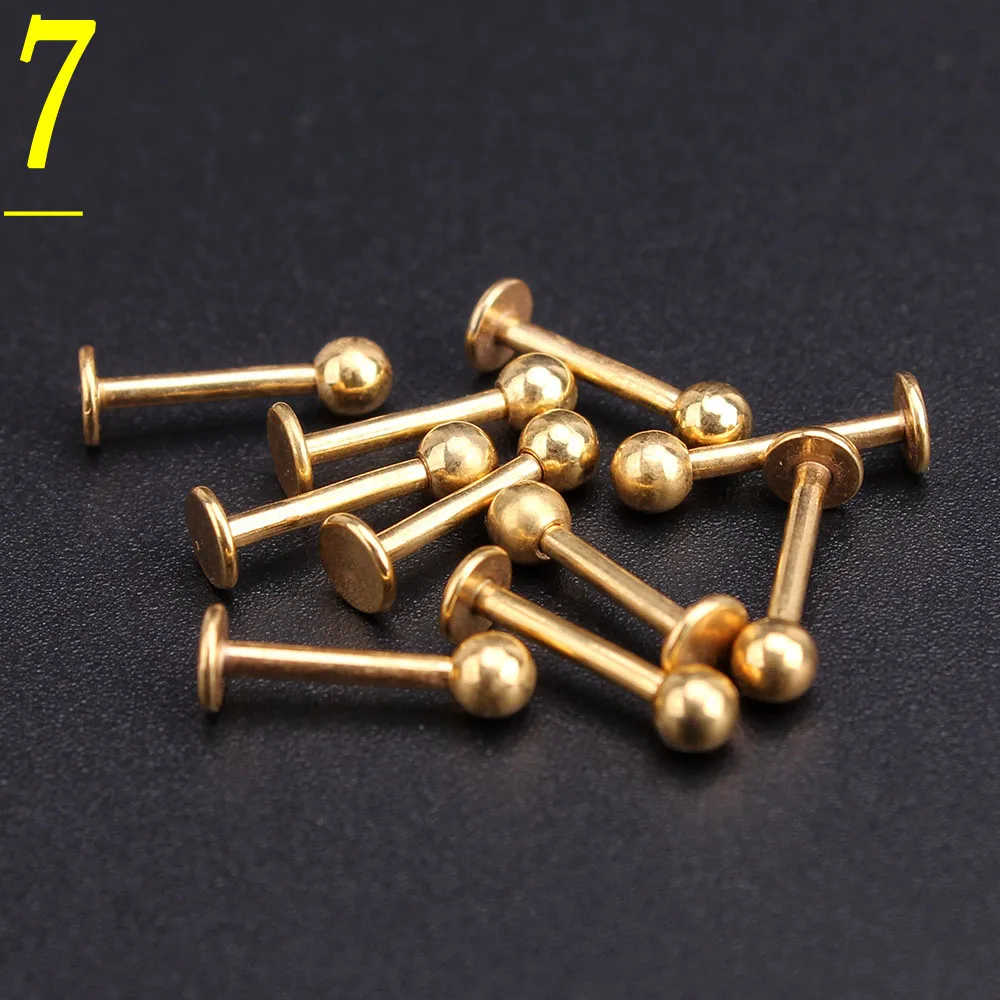 

Wholesale 50pcs Lot Gold Colour Body Piercing Stainless Steel Eyebrow Lip Nose Jewellery Tongue Tragus Labret Bar Rings