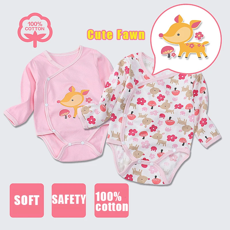 

Newborn Baby Girl Clothes Sika Deer Fawn Baby Bodysuit Long Sleeve Jumpsuit Side Snap kid Bodysuits Cute twins Baby clothing
