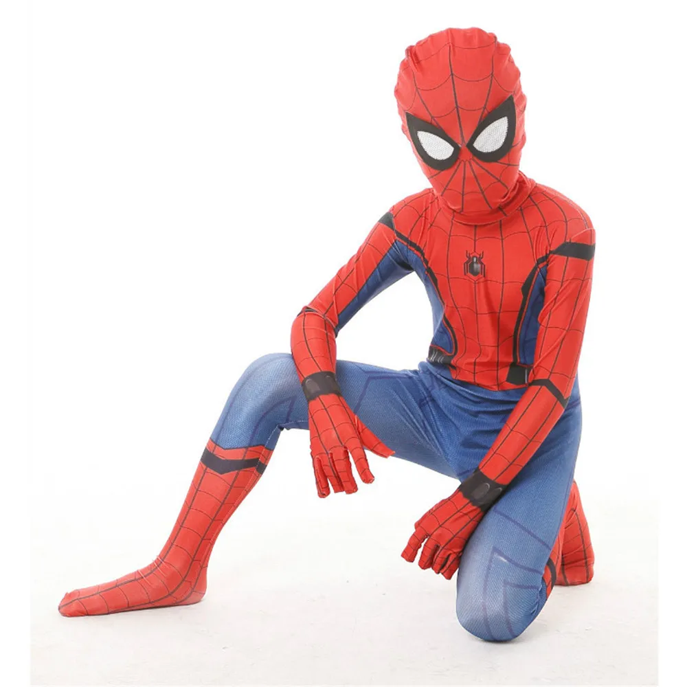 Косплэй Хэллоуин карнавальные костюмы для детей «Человек-паук» удивительный костюм Человек-паук Дети Человек-паук выпускников комбинезон
