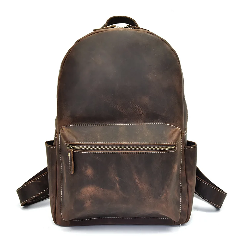 

New Brand 100% Genuine Leather Men Backpacks Vintage Real Natural Leather Student Backpack Boy Luxury Business Laptop School Bag