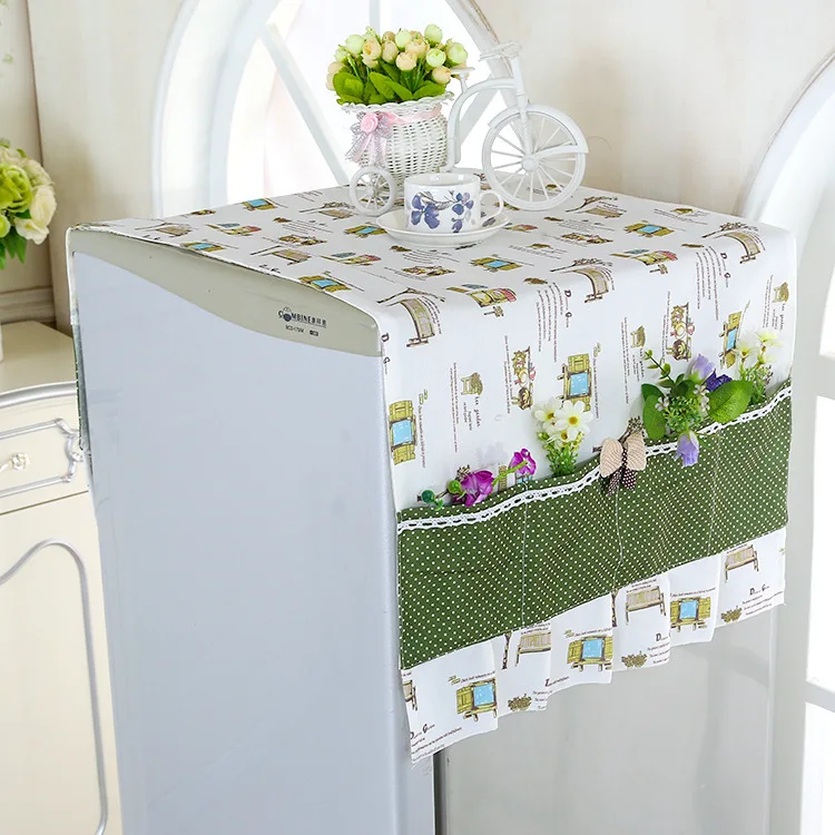 1pcs 50*120cm Embroidred Refrigerator Cover Floral Style Dustproof Cover For Refrigerator Home Decor Household Appliances Cover