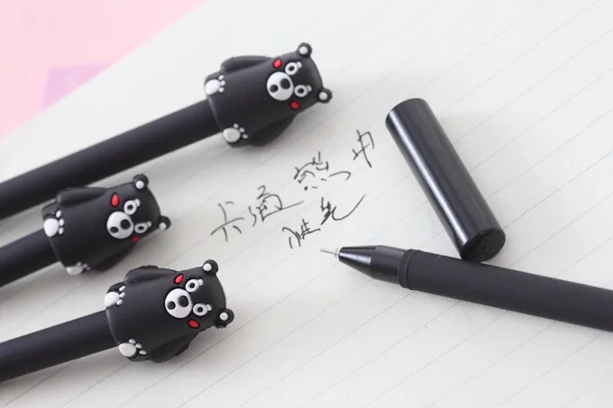 1 шт. милые Kawaii черные чернила мультфильм аниме мультипликационная гелевая ручка пластиковая гелевая ручки для письма офисные школьные принадлежности канцелярские принадлежности