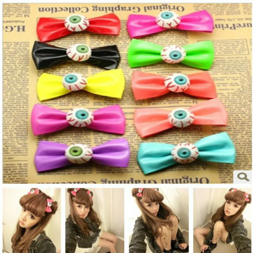 Free Shipping!New Halloween Evil Eye Bowknot Hair Clip Headwear Bows Hairclip Womens Hair Accessories