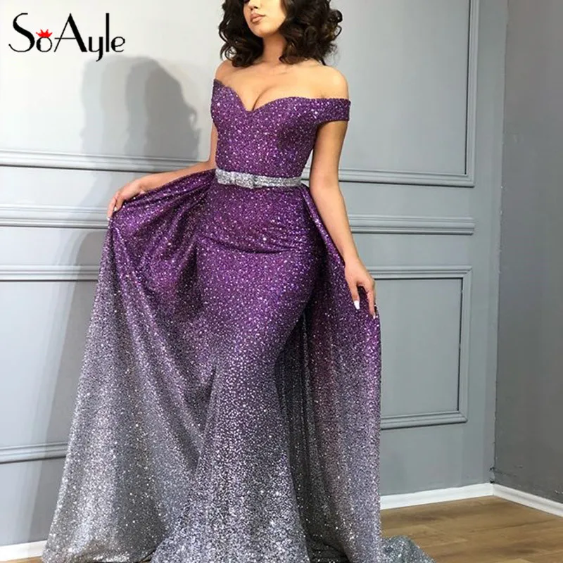 

SoAyle Luxurious Colorful Prom Dresses 2018 Sequined Mermaid Prom Dress Sleeveless Wedding Evening dress vestido de noiva Longo