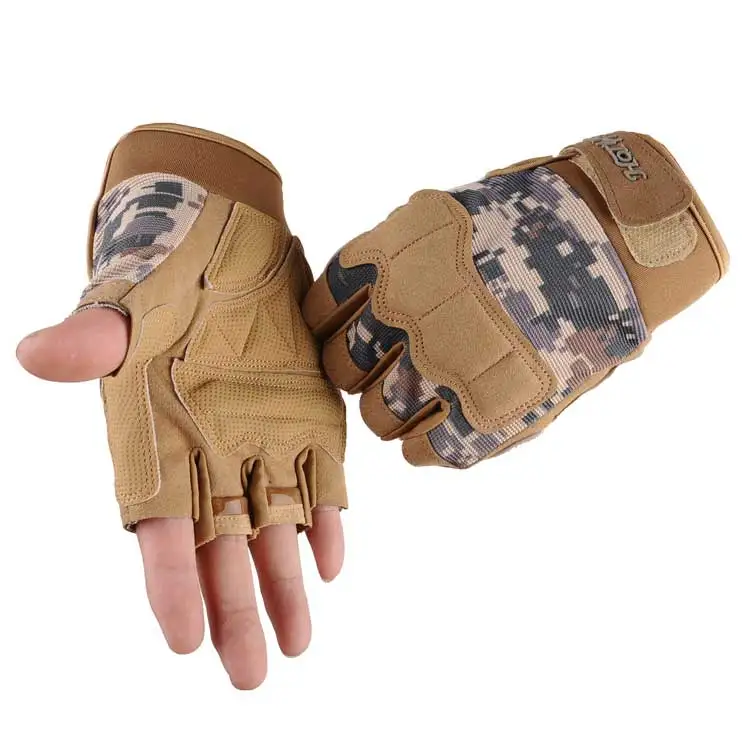 Абсолютно новые перчатки без пальцев для мужчин, для спорта на открытом воздухе, армейские военные тактические перчатки, для тренажерного зала, для занятий тяжелой атлетикой, мягкие - Цвет: A Sand 2