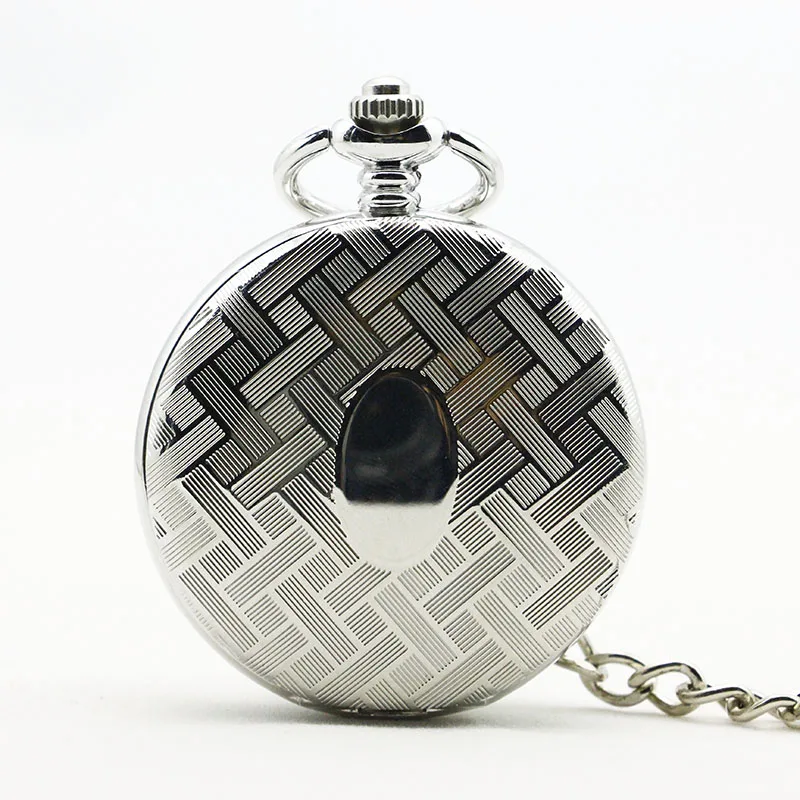 

Fashion Silver Men's Alloy Steampunk Skeleton Mechanical Analog Quartz Polished Pocket Watch Gift
