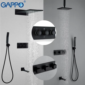 

GAPPO Shower Faucet black wall mounted chrome shower set bathroom concealed brass shower mixer massage shower heads waterfall