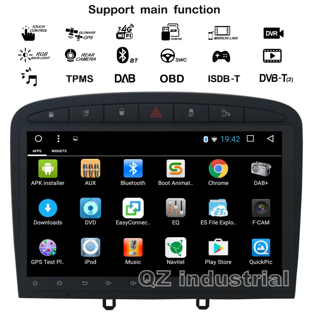 Perfect QZ industrial HD 9" Android 8.1 T3 Car DVD Player for Peugeot 308 for Peugeot 408 2009-2014 with GPS 3G 4G Navi Radio RDS WIFI 1