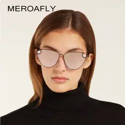 MEROAFLY модные роскошные итальянские брендовые дизайнерские женские солнцезащитные очки кошачий глаз Женская винтажная металлическая