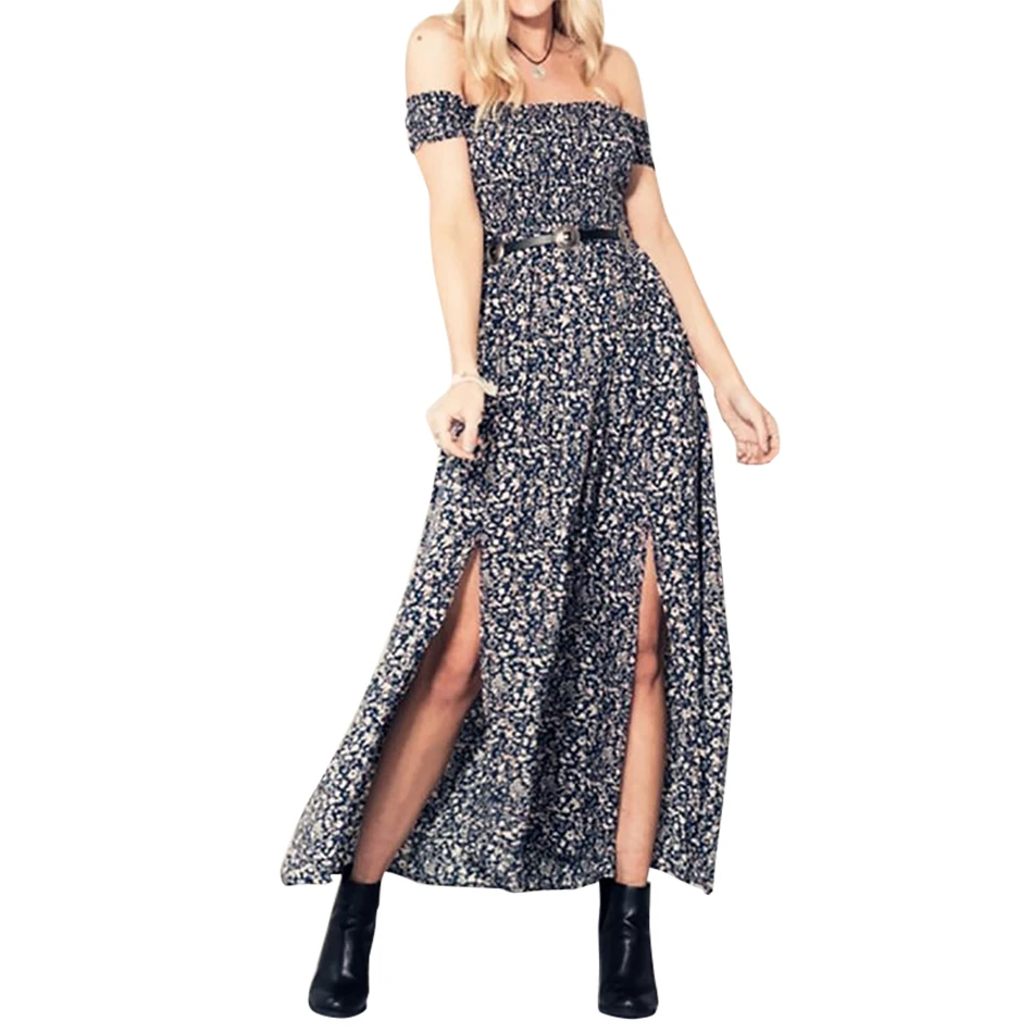 

Summer Dress Women Casual Plus Size Dresses 2018 Vintage Hippie Boho Vestido Longo Beach Dressfor Woman Cloth High Fork Loose