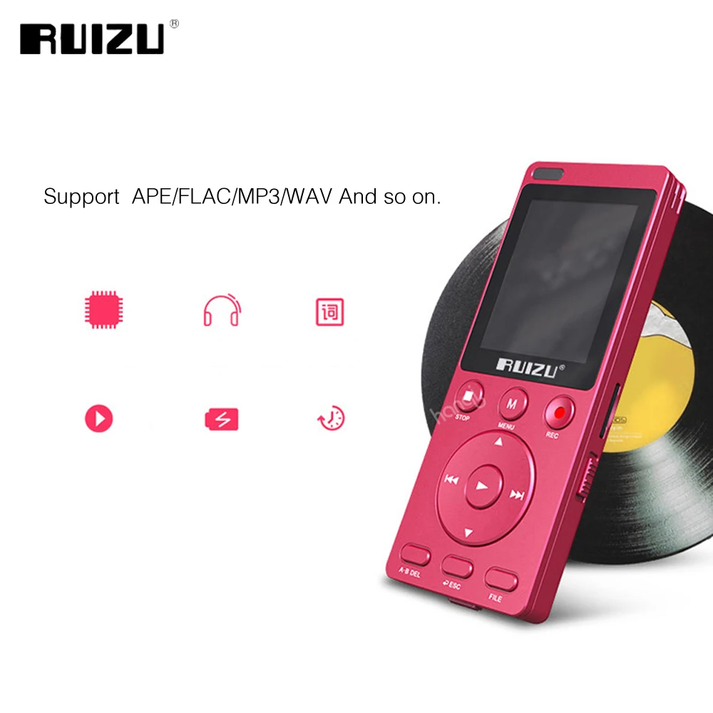 RUIZU K11 8GB Mp3 музыкальный плеер Портативный цифровой диктофон Встроенный громкоговоритель Поддержка TF карты один ключ A-B Повтор для учебы