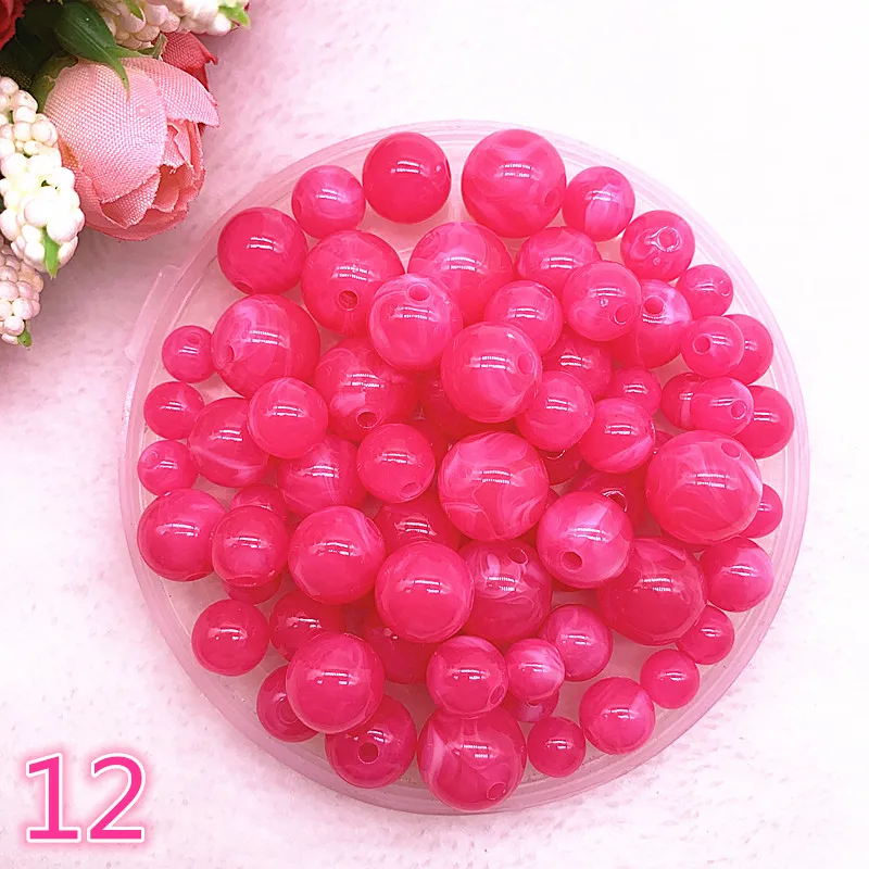 

New 8 10 12 14mm Colour Round Acrylic Beads Spacer Loose Beads for Jewelry Making DIY Handmade Bracelet #12