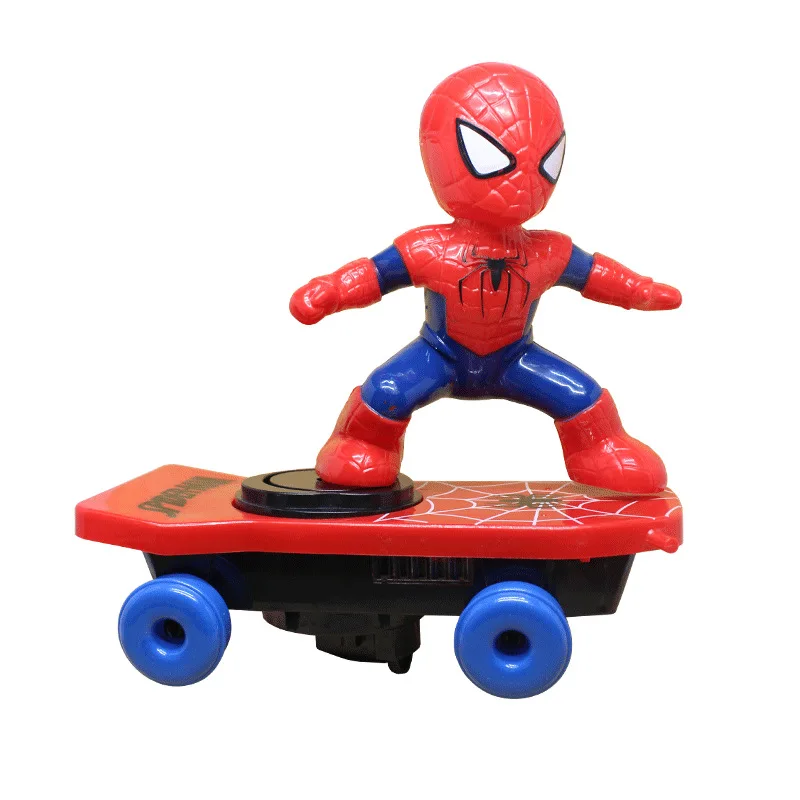 

2019 new pop kids toys SpiderMan Iron Man Marvel Avengers Robot Altman anime figure Music Light Scooter auto stand children gift