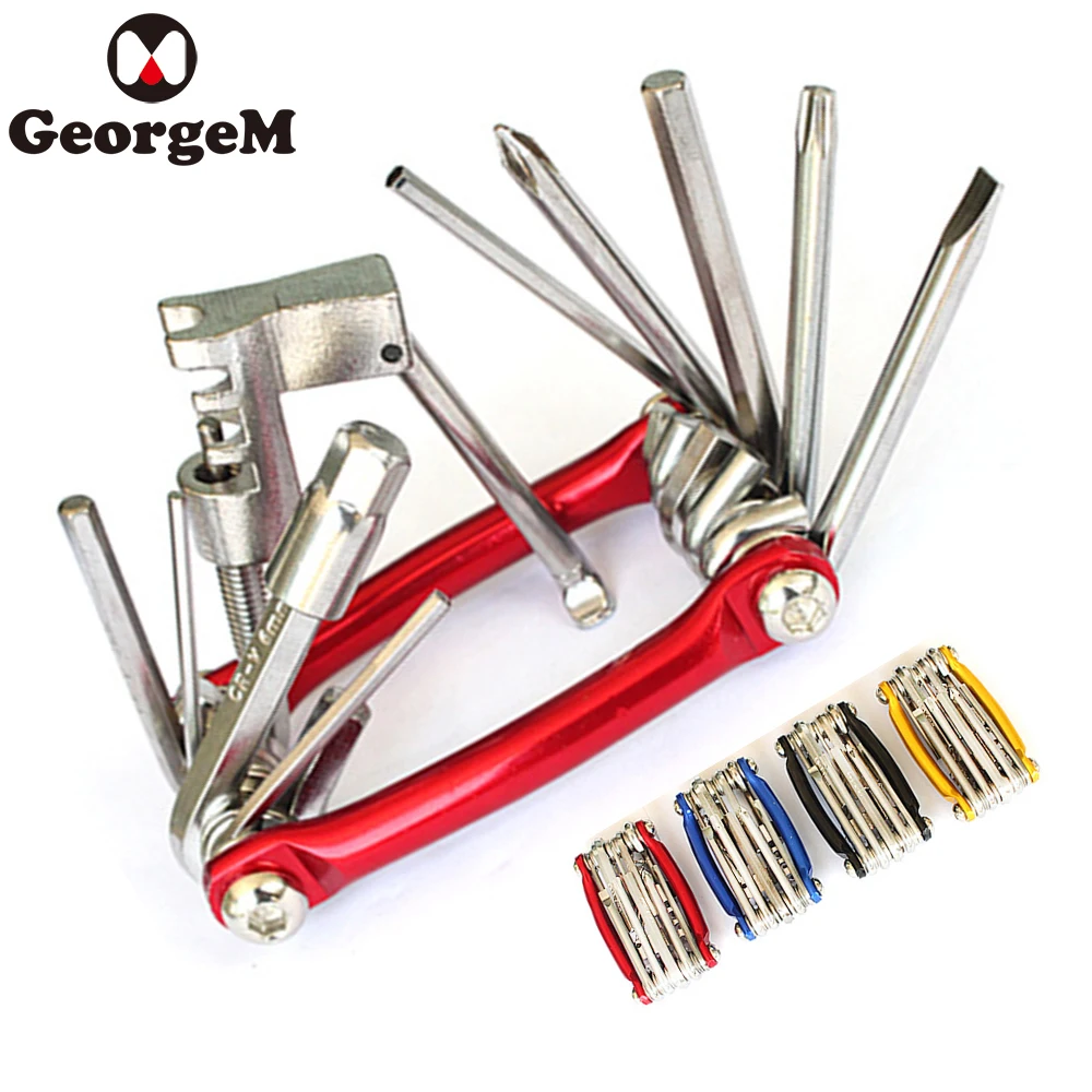 buy GeorgeM 11 In 1 Bike Patch MTB Road Bike Bicycle Multifunctional Mini Repair Folding Tools Sets Kit Chain Cutter Screwdriver