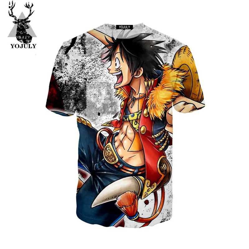 YOJULY/Повседневная футболка унисекс с объемным принтом обезьяны D. Luffy круглым